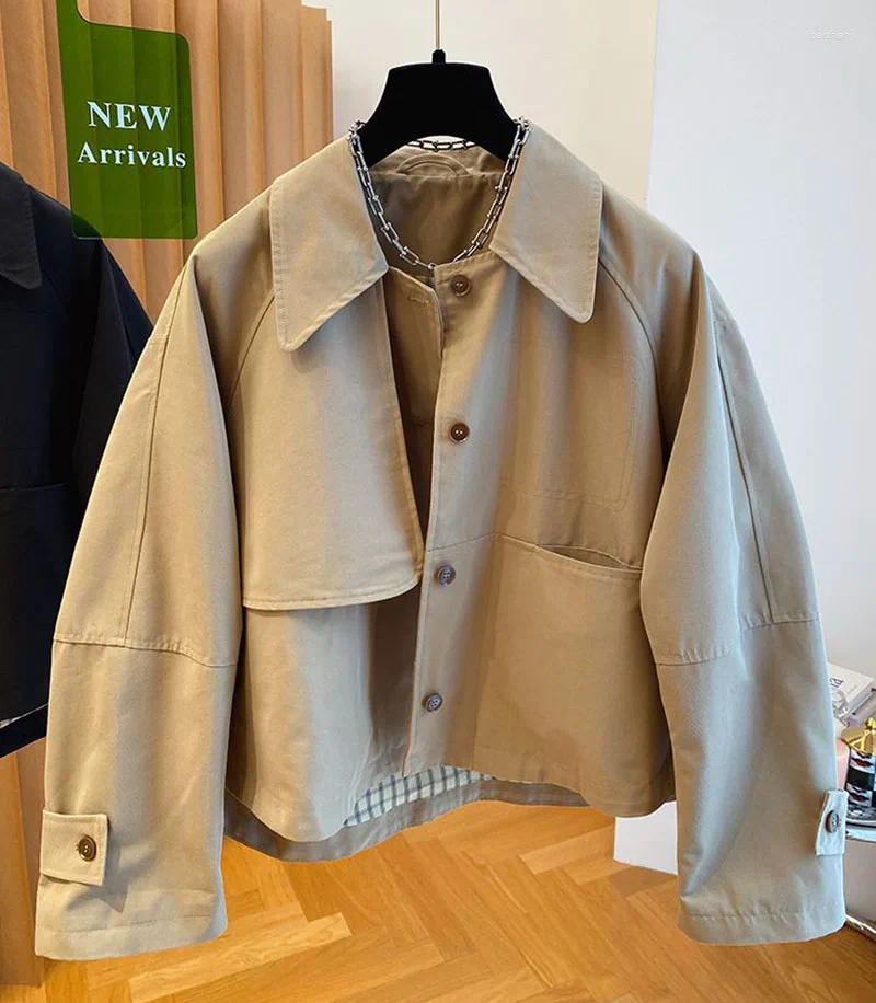 Women's Jackets Vintage Turn Down Collar Outwear Jacket Spring Autumn Loose Casual Coat For Women Long Sleebe All Match Tops Female 2025