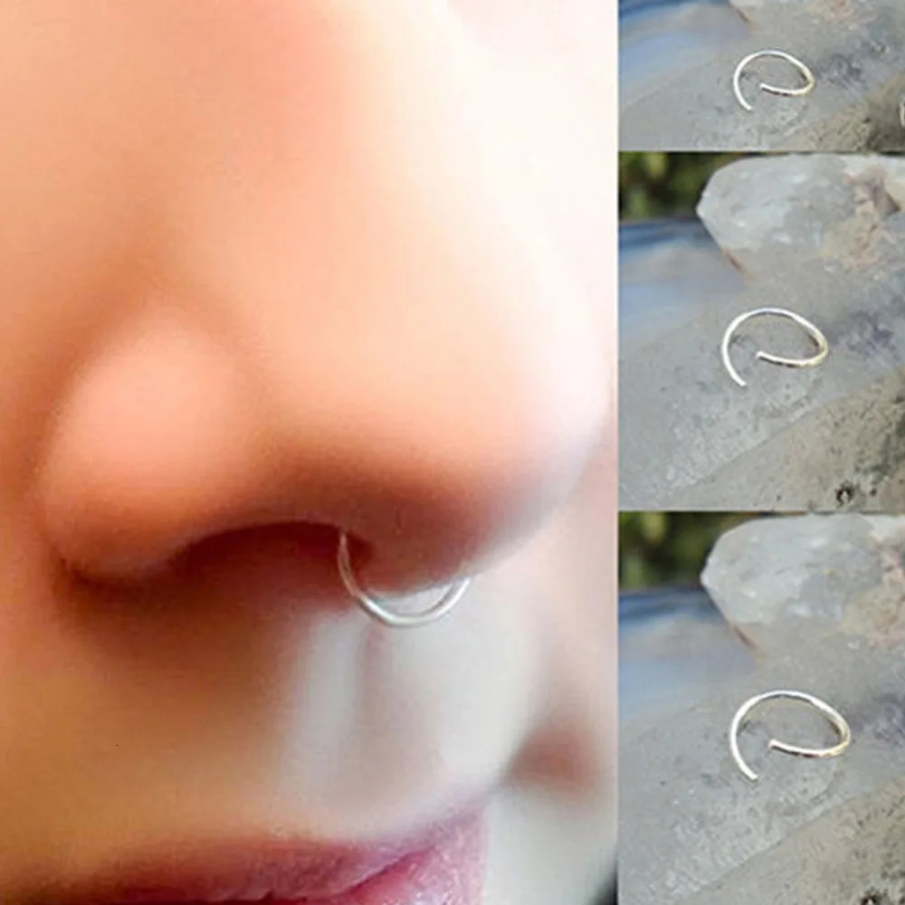 Fashion Stainless Steel Seamless Segment Rings Nose Hoops Ear Piercing Tragus Cartiliage Sexy Body Jewelry 241125
