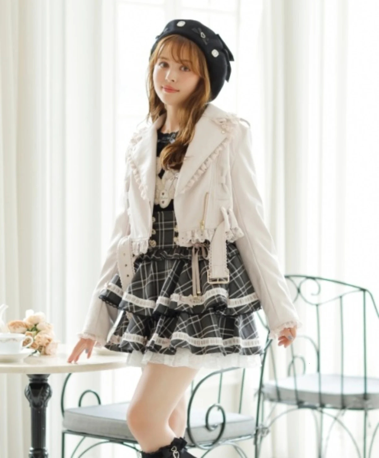 Streetwear Style Spring Autumn Womens Coats Japanese Mine Series Massproduced Leather Jacket Lace Edge Belt Slim Short Coat 241129