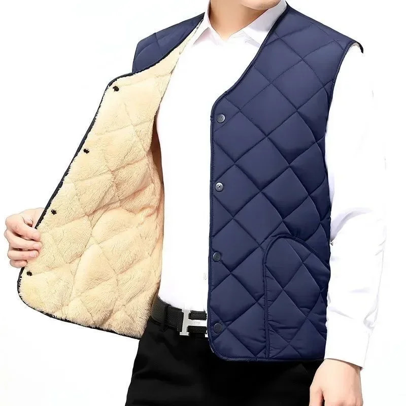 2023 Mens Vest Jacket Autumn Winter Warm Sleeveless Casual Stand Collar Trend High Quality Sports Coat 241129