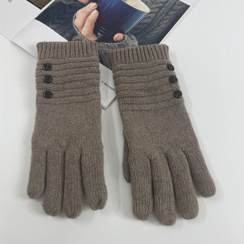 Warm gloves for autumn and winter knitted with plush and thickened touch screen wool gloves for cycling cold proof and anti slip cross-border Amazon