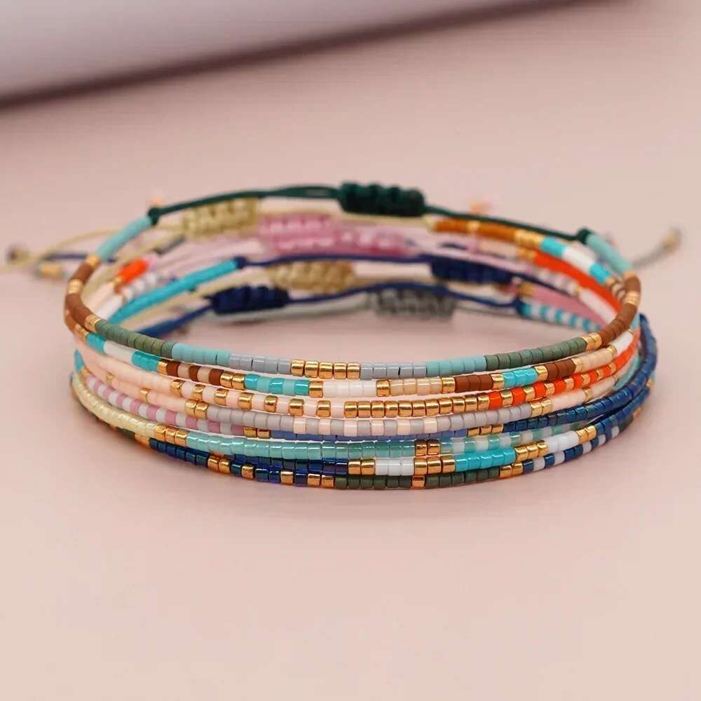 Boho Chic Seed Beads Bracelets Women Colorful Friendship Adjustable Bohemian Choker Jewelry Charms Party Gift Fashion