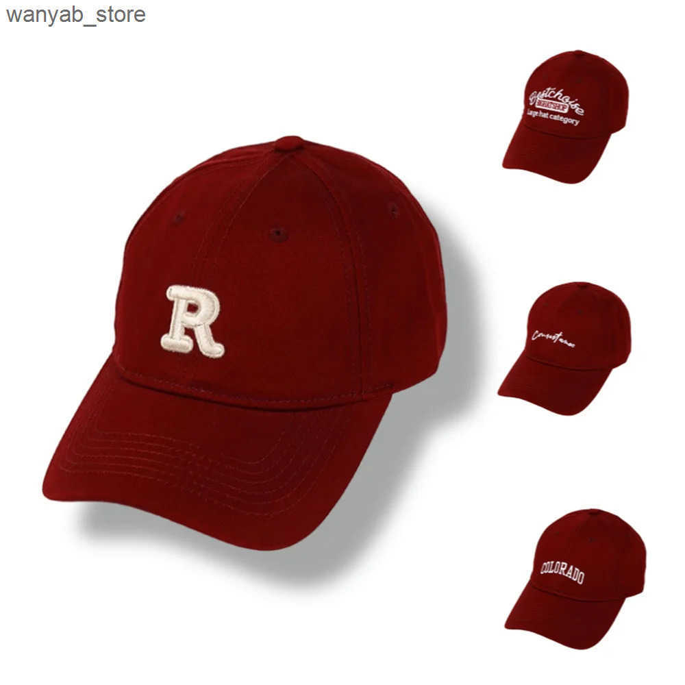 Ball Wine red printed baseball cap in the same color suitable for both men and women protection travel and leisure with cap L240910 L0910