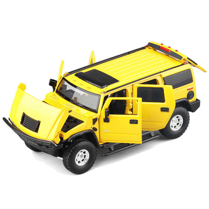 Childrens toy 1 32JK Hummer H2 off-road alloy car model steering suspension sound and light feedback model car toy X241129
