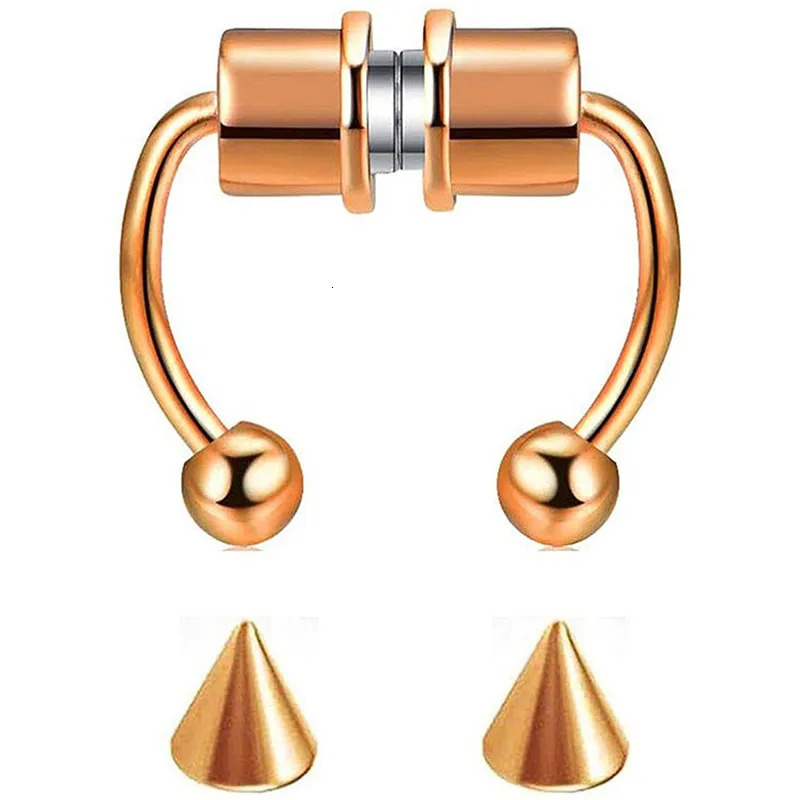 Women Piercing Nose Ring Hoop Septum Non Clip Rock HipHoop Stainless Steel Magnet Fashion Punk Body Jewelry y241125