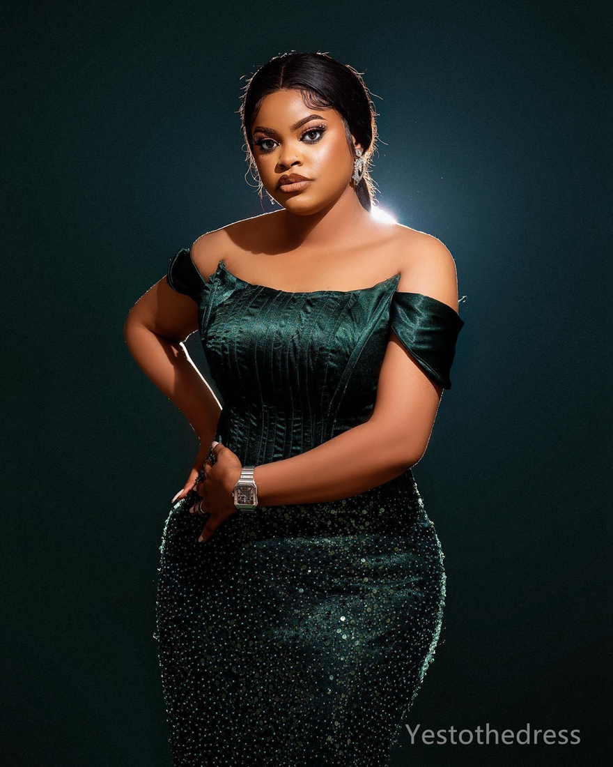 R&W 2024 Plus Size Green Prom for Special Ocns Promdress Off Shoulder Sequined Lace Evening Dresses Elegant Birthday Dress Second Reception Gowns AM80