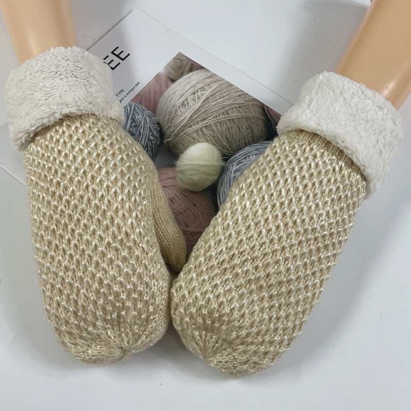 New autumn and winter woolen women's gloves with thickened fleece wholesale outdoor cold resistant double-layer warm gloves