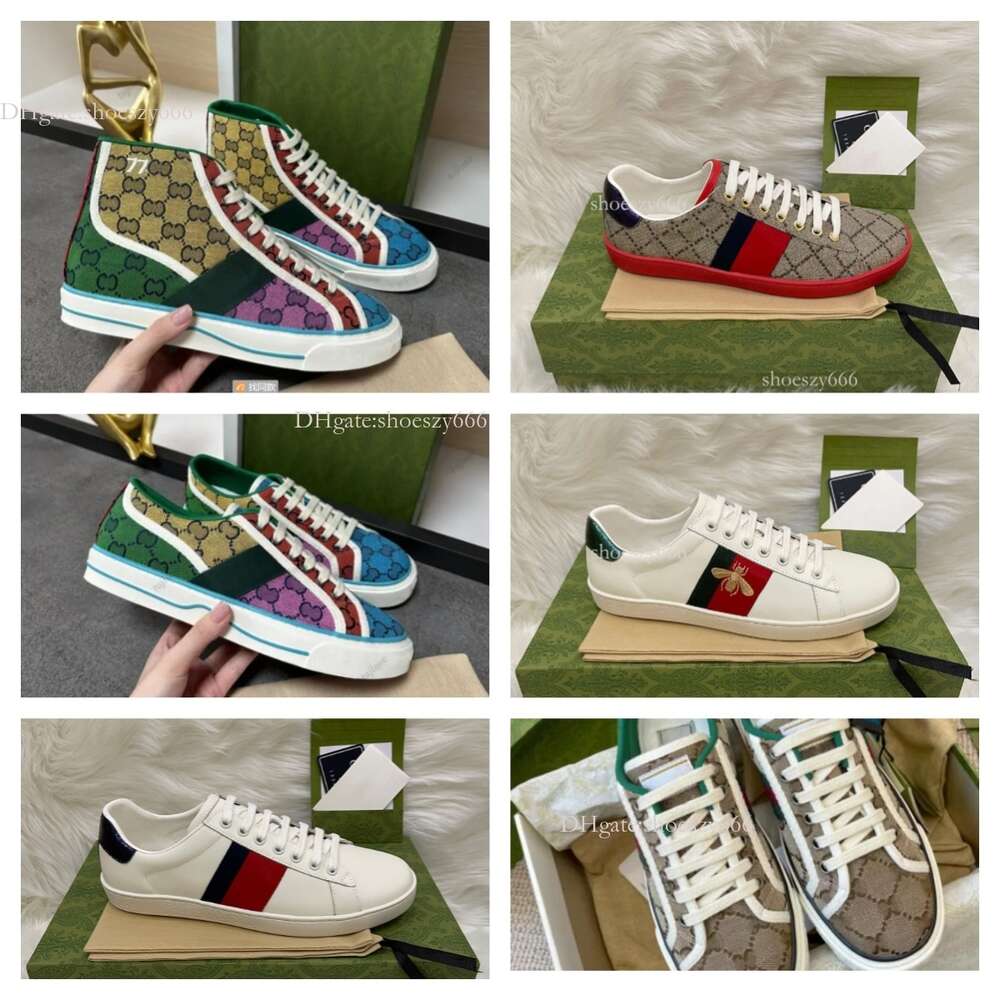 gg designers tennis 1977 sneakers luxury canvas bee ace shoes beige blue washed jacquard denim shoe rubber sole embroidered vintage casual snea gucciis guccily HPUK