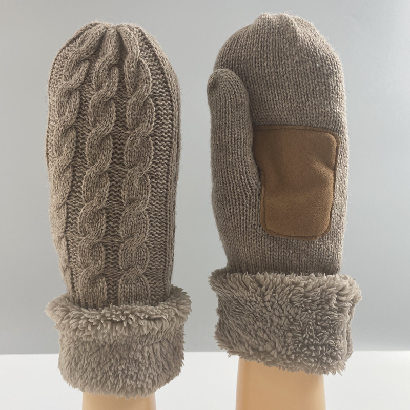 Touchscreen Knitted Woolen Gloves for Men and Women in Autumn and Winter Outdoor Windproof and Warm Protection Thickened Adult Fingers with Velvet