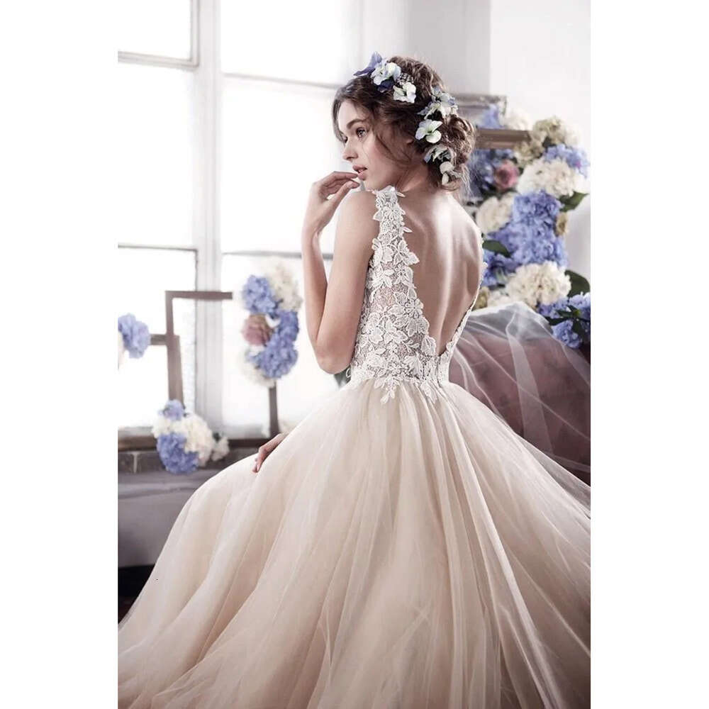 Boat Neck New Spring Boho Wedding Dresses Backless Appliques Lace Bodice Tulle Skirt Sheer Plus Size Beach Bridal Gowns Ba