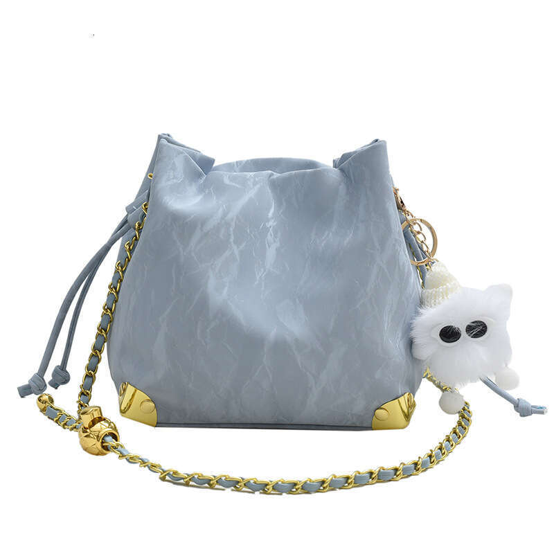 Korean Version Popular Bucket Bag, Women's New Fashionable Casual Chain Crossbody, Niche Drawstring, Underarm B1