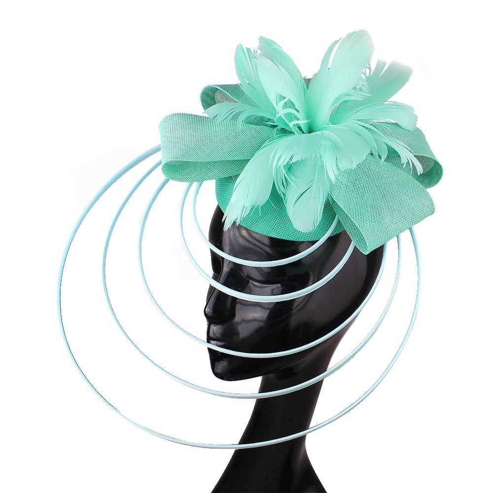 Wide Brim Hats Bucket Hats Elegant Ladies Wedding Fascinators Women Headwear Hair Clips With Fancy Feathers Party Tea Church Race Headdress Y240426