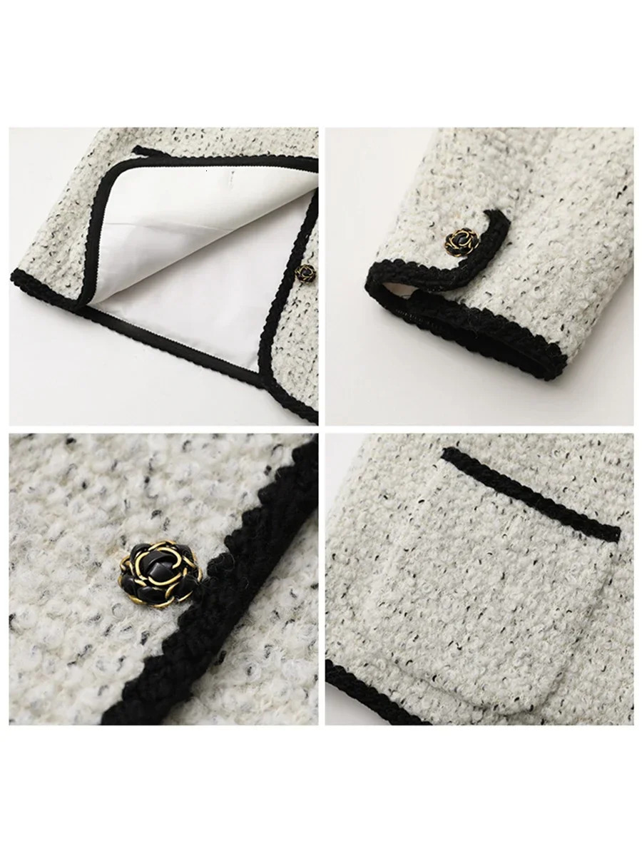 CHIC VEN Fashion Womens Wool Coat Single Breasted Vintage Jacket VNeck Office Lady Overcoat Female Tops Spring Autumn 2023 241129