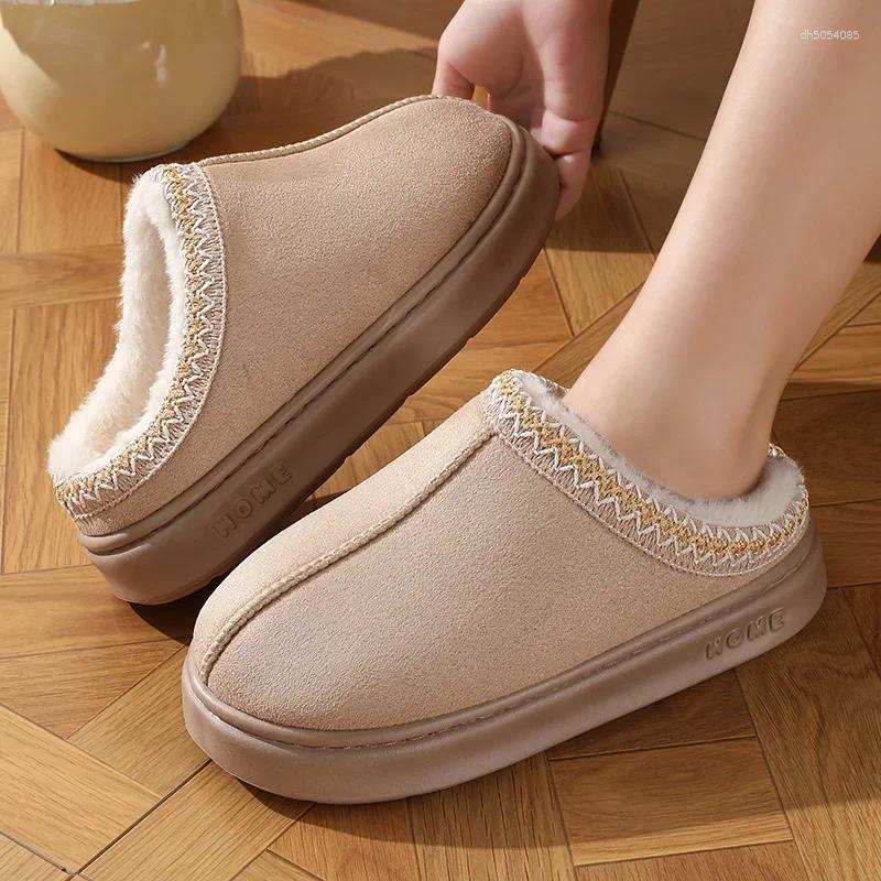 Slippers Fashion Fluffy Platform For Women 2025 Winter Plush Warm Cotton Shoes Woman Comfort Non Slip Unisex Home
