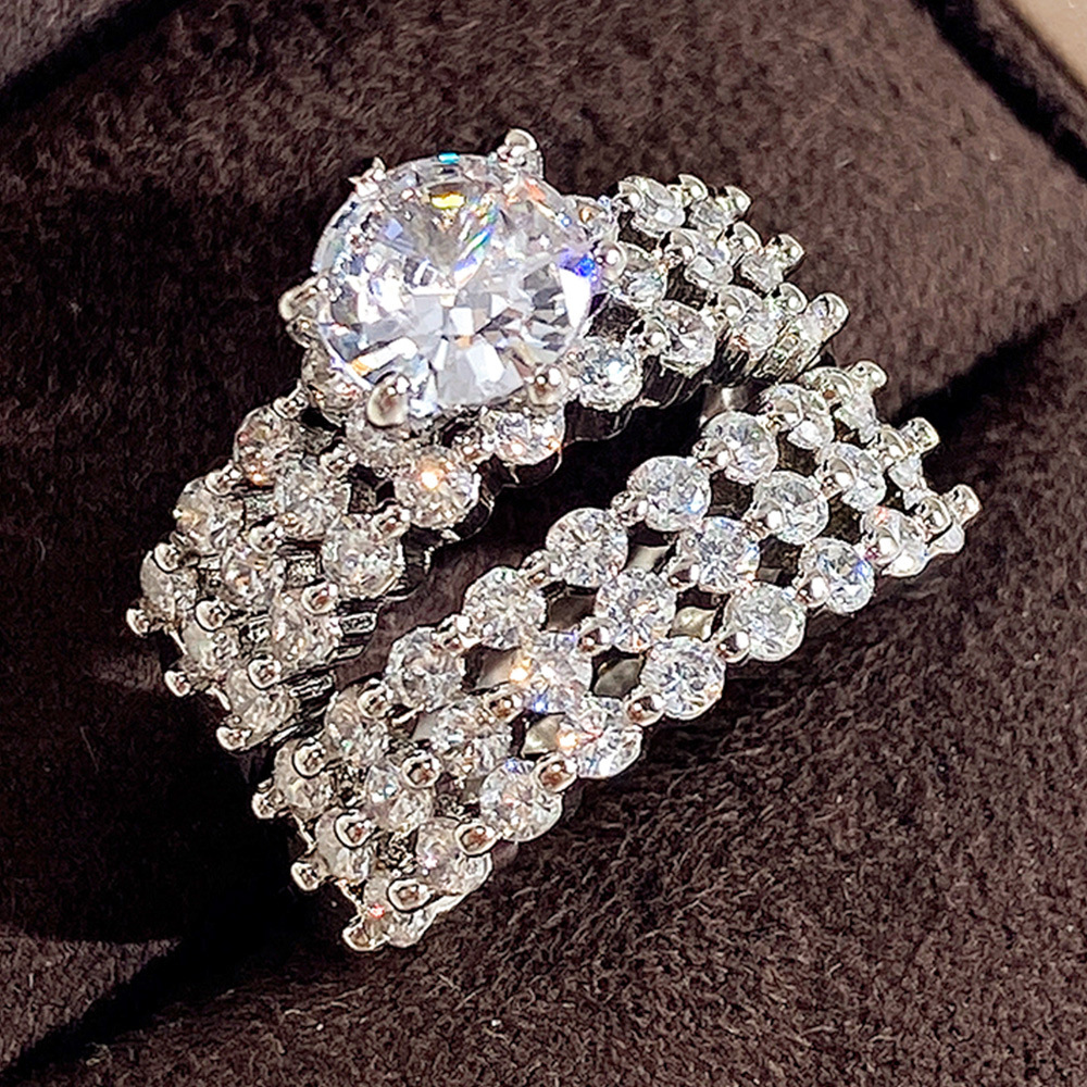 Choucong Brand Handmade Wedding Rings Luxury Jewelry 925 Sterling Silver Fill Round Cut White 5A Cubic Zircon CZ Diamond Gemstones Party Women Couple 