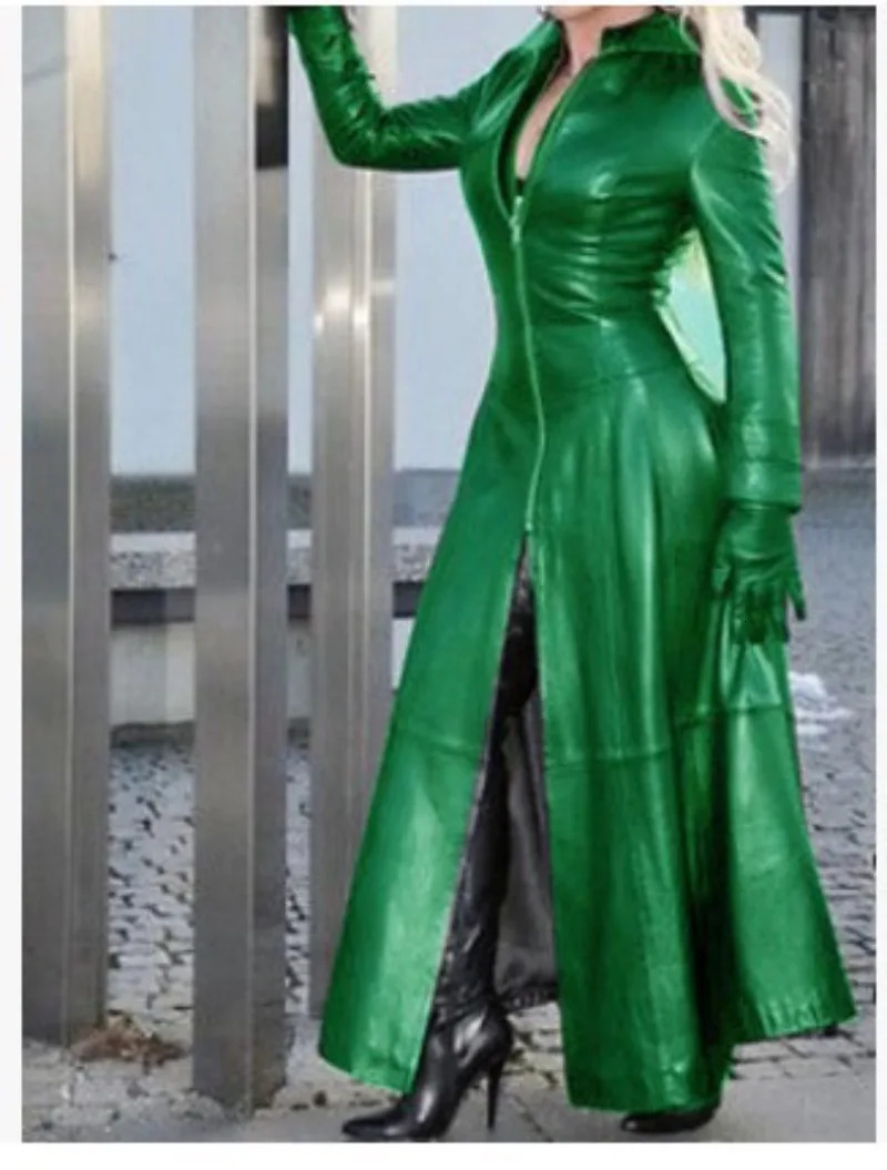 Halloween Womens Winter Sexy Slimfit Laceup Leather Jacket Medieval Ranger Adult Long Skirt Coat Cosplay Costume 241129