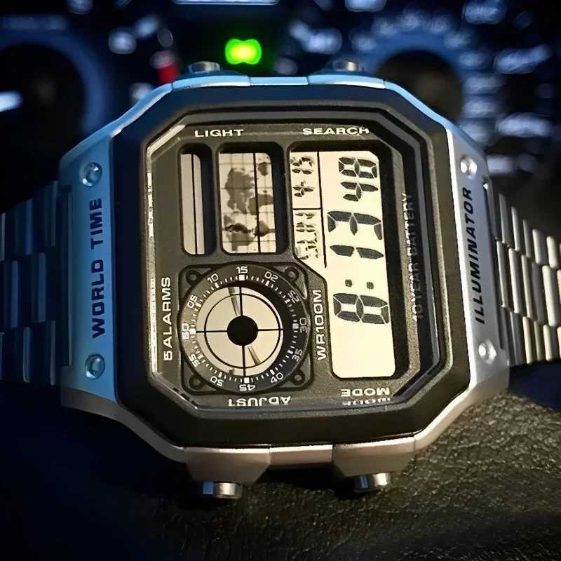 New Busin Waterproof Stainless Steel Str Watch Mens D Digital Alarm Clock Relogio Good quality free shipping