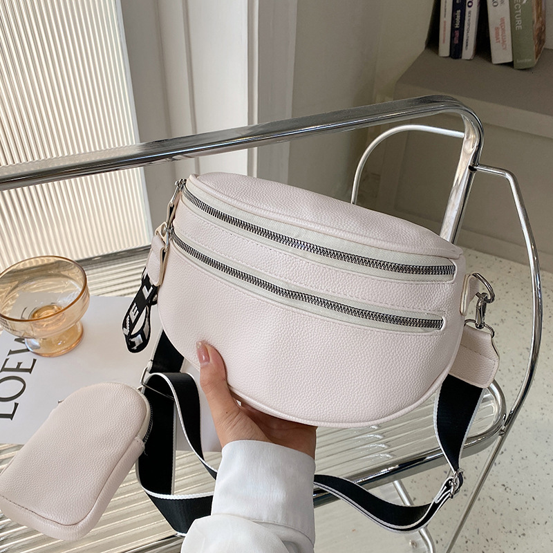 New Wide Shoulder Belt Waist Bag Trendy And Fashionable Single Shoulder Women's Bag Crossbody Handbag Chest Bag