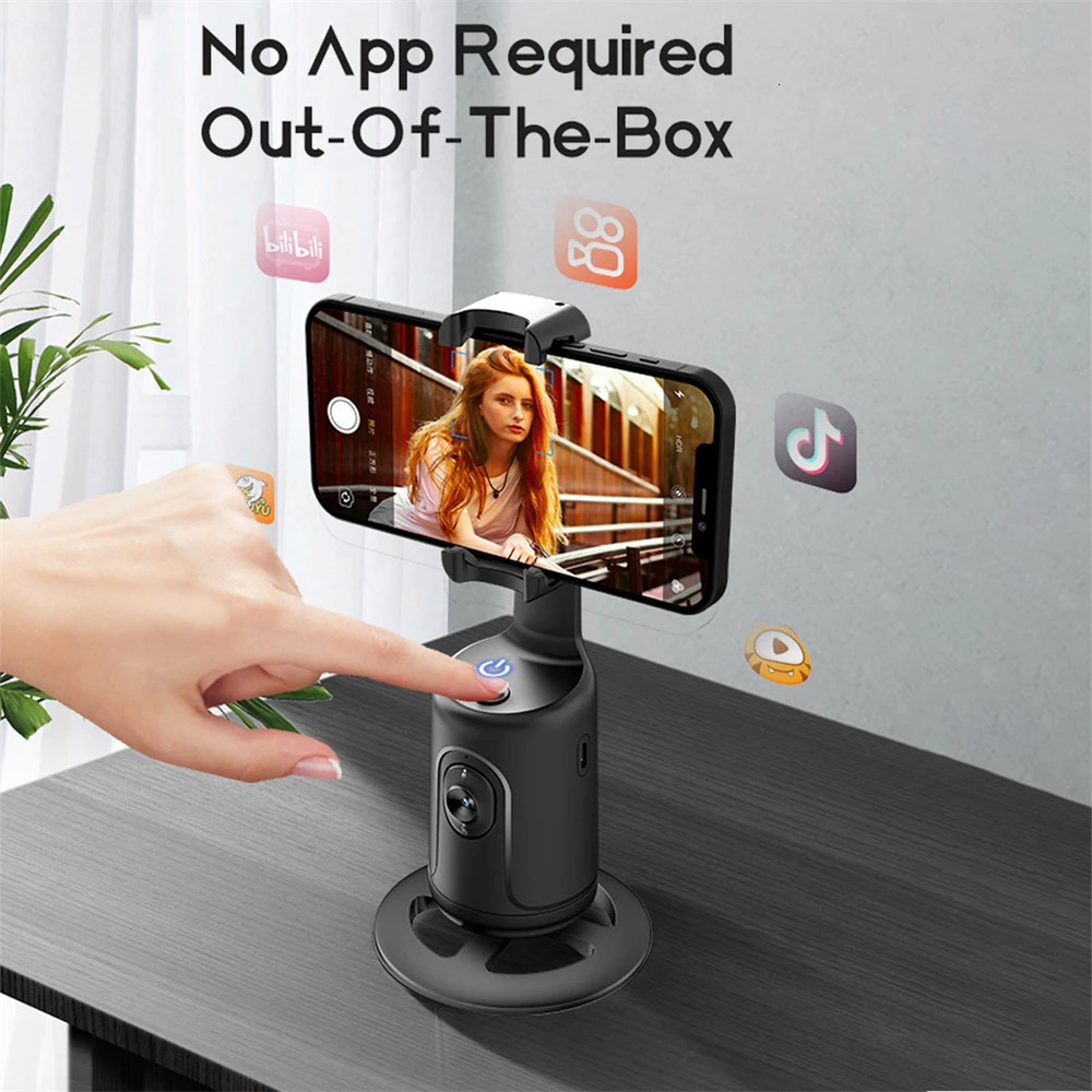 Auto Face Tracking 360Rotation Smart AI Phone Follow-Up Gimbal Stabilizer Selfie Stick Tripod for Cell Phone Video Vlog Live 240422