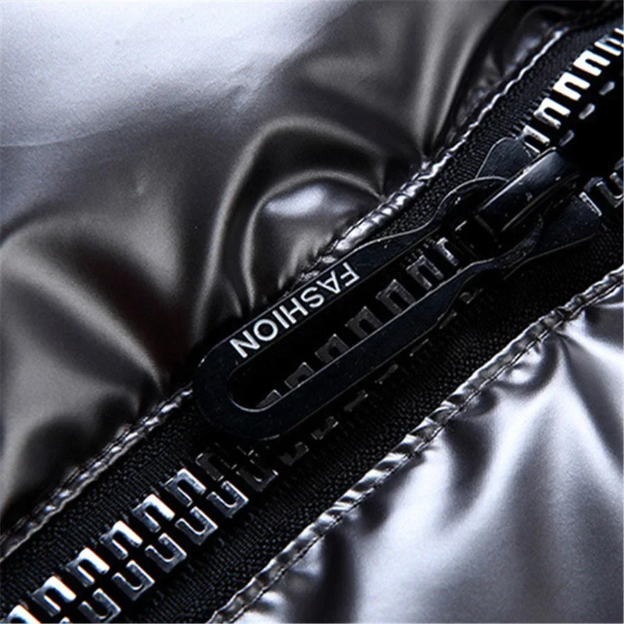 Men Winter Hooded Padded Vest Glossy Sleeveless Jacket Casual Outwear Thicken Warm Coat Waterproof Waistcoat Clothing 4XL 241129