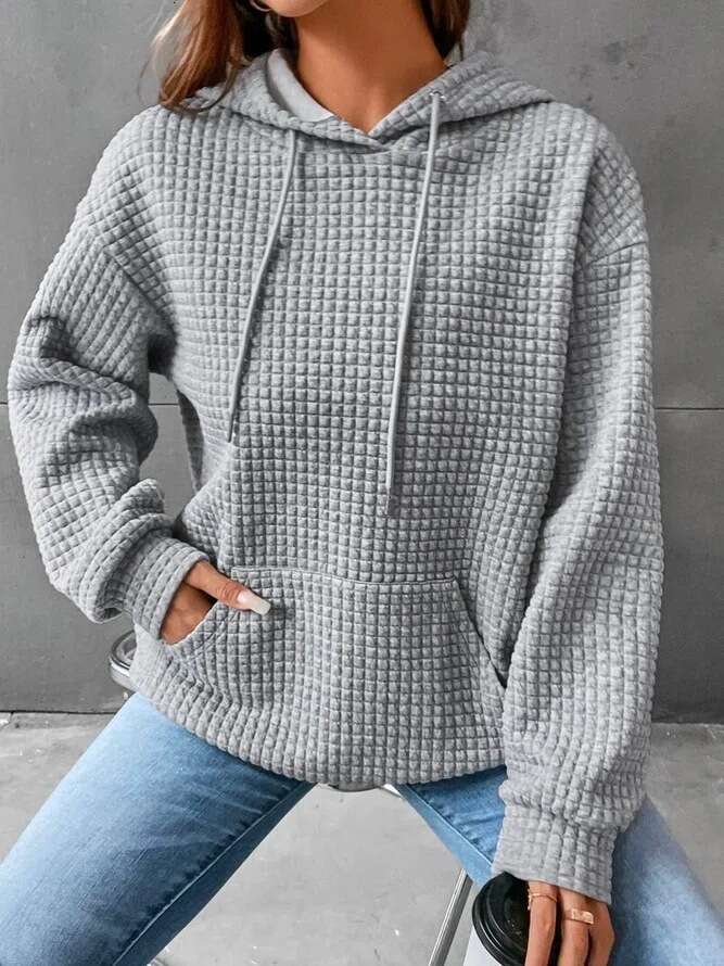 Autumn Winter European And American Women's New Small Style Round Neck Hooded Long Sleeved Sweatshirt Solid Color Trendy Clothing Fashionable Cas