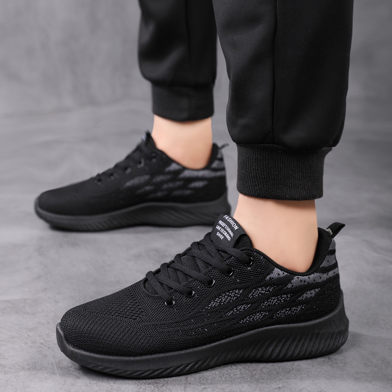 Sports running summer new fashionable and versatile black mesh men's casual work shoes e482 1c1