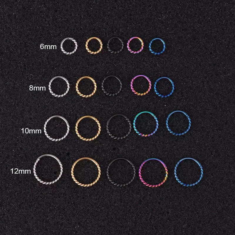 1PC Stainless Steel Opening Hinged Segment Clicker Ring Nose Septum Piercing Helix Cartilage Daith Twist Hoop 241125