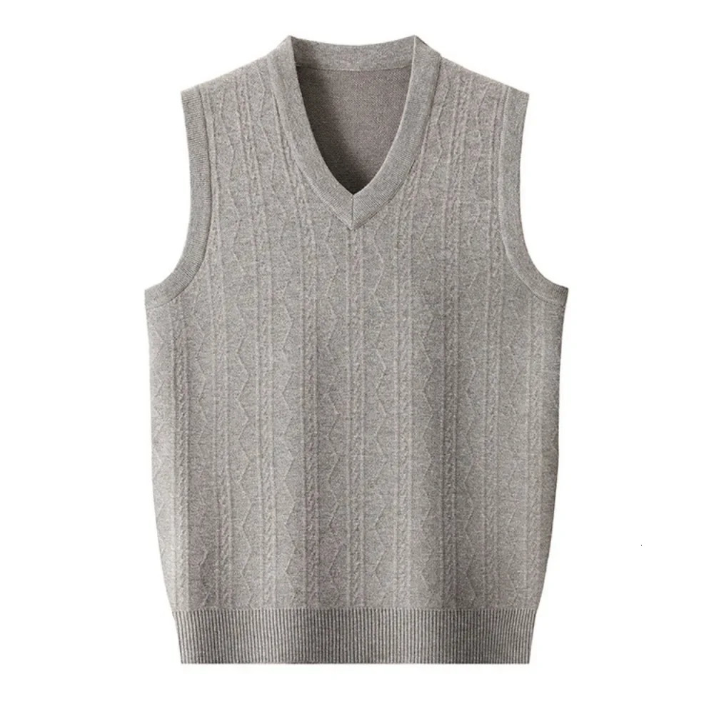 2025 Trend Mens Business Casual Pullover Wear Warm Sleeveless Wool Knitted Sweater Vest Tops 241129