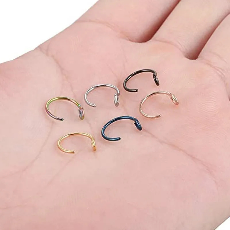 235Pcs 316L Stainless Steel Nose Ring for Women Men C Shape Clip On Lip Cartilage Tragus Helix Ear Piercing Jewelry 241125