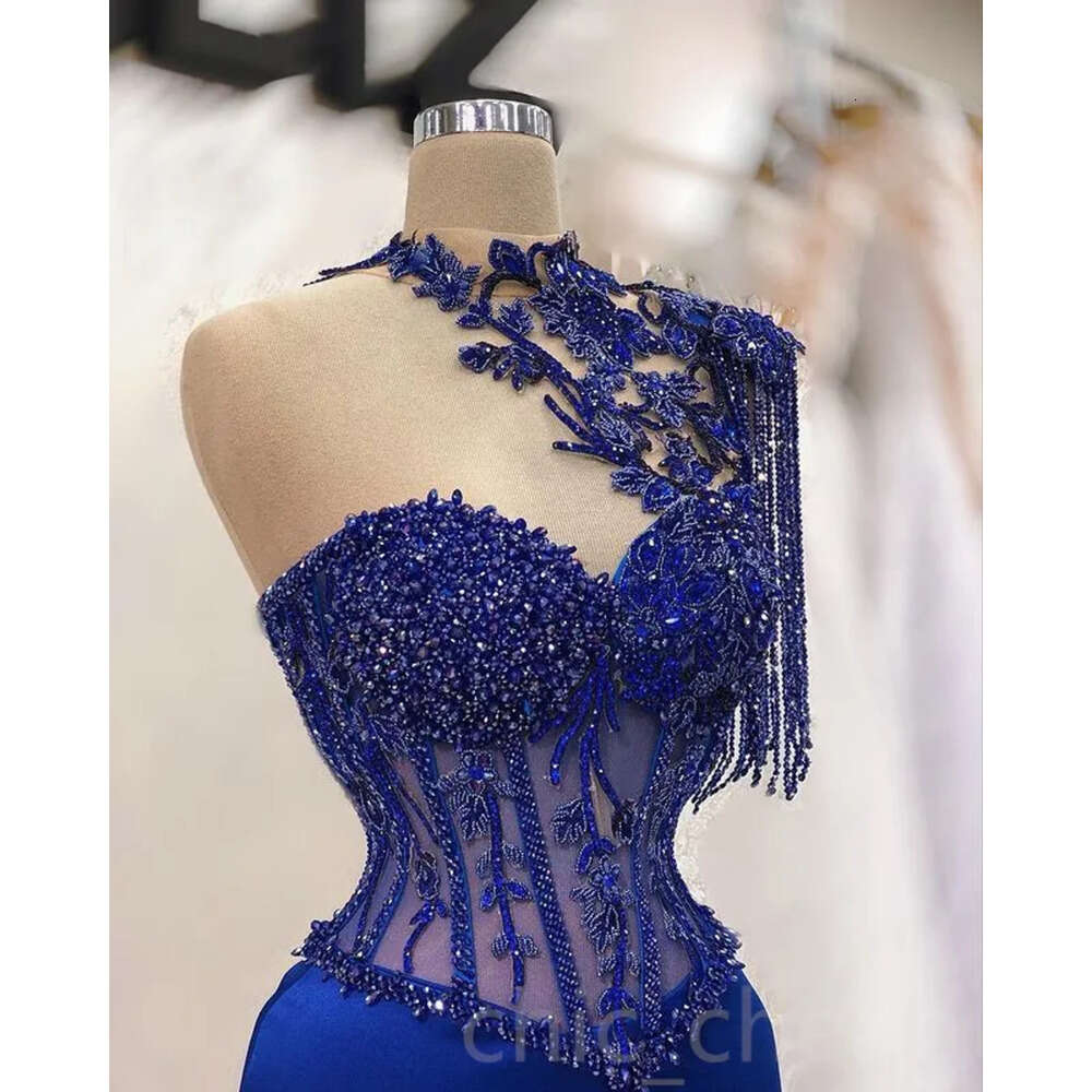 Ebi Mermaid Lace April Aso Prom Beaded Satin Evening Formal Party Second Reception Birthday Engagement Gowns Dress Robe De Soiree Zj