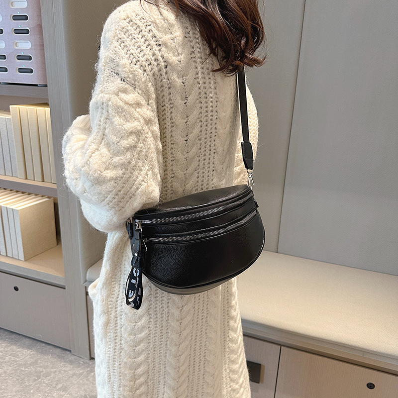 New Wide Shoulder Belt Waist Bag Trendy And Fashionable Single Shoulder Women's Bag Crossbody Handbag Chest Bag