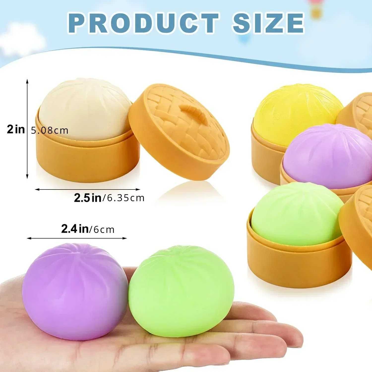 Colorful Dumpling Stress Balls Fidget Sensory Toy Squeeze Dough Ball Stress Relief Hand Toy Bun with Food Steamer Stretchy DeskXJ241129