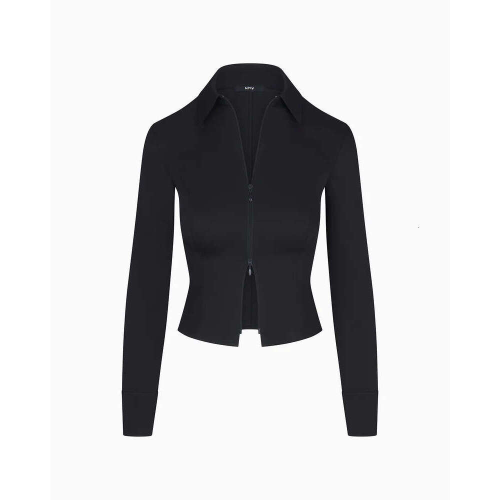 Kylie The Same Pop Two-Way Zipper Short Shirt Drop007 Standing Collar Slim-Fit Top