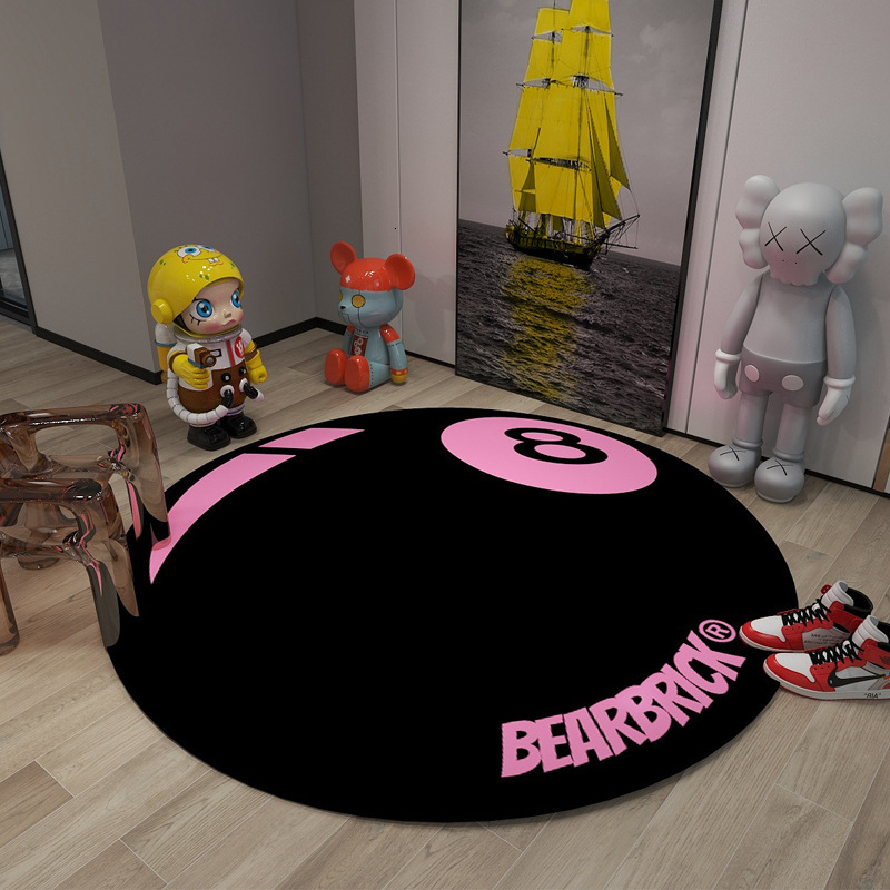 Designer rug Billiards Round black 8 billiard rug Computer chair black and white bedding bedroom bed blanket 60-80 cm