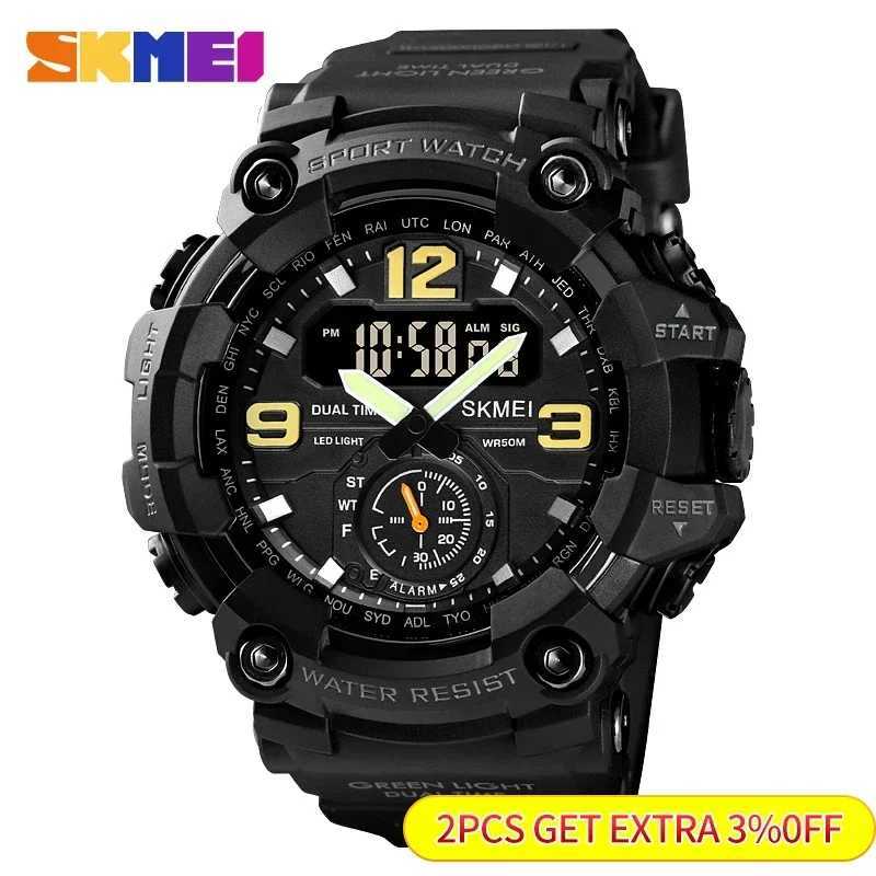 SKMEI Dual Movent 3 Time Sport Watch for Men Waterproof Ectronic es Montre hme Digital Mens 1637 M241128