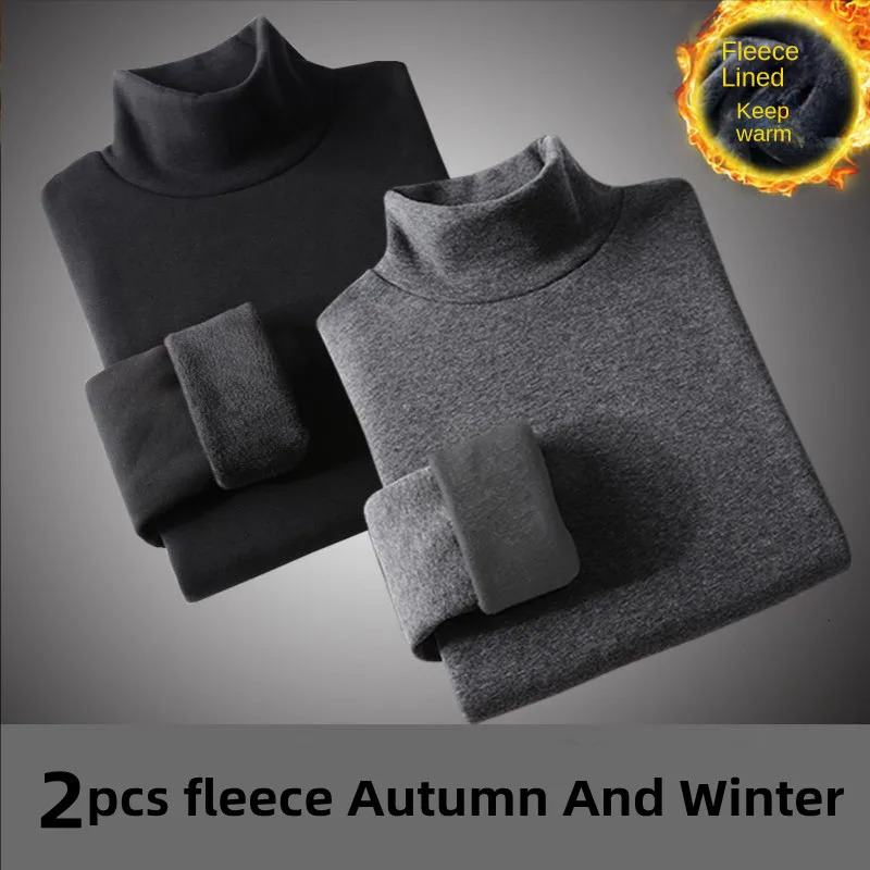 2 mens underwear high neck warm wool shirt sports top autumn clothing comfortable basic latte art 241122