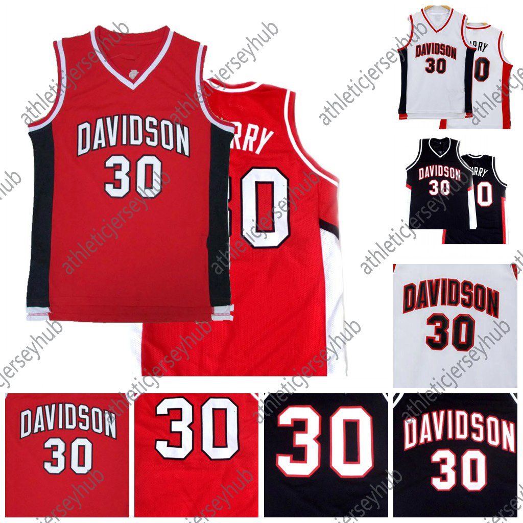 Polyester Davidson Number 30 Red Vintage Basketball Jersey, Sleeveless Loose-Fit Athletic Tank with Embroidered Letters and Numbers for Adults