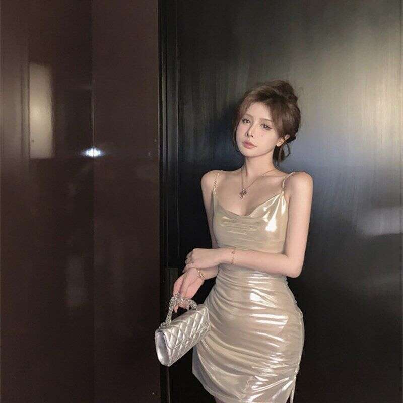 Quick hair pure desire style camisole for women in summer, light temperament, high-end feeg, sexy chain backless dress