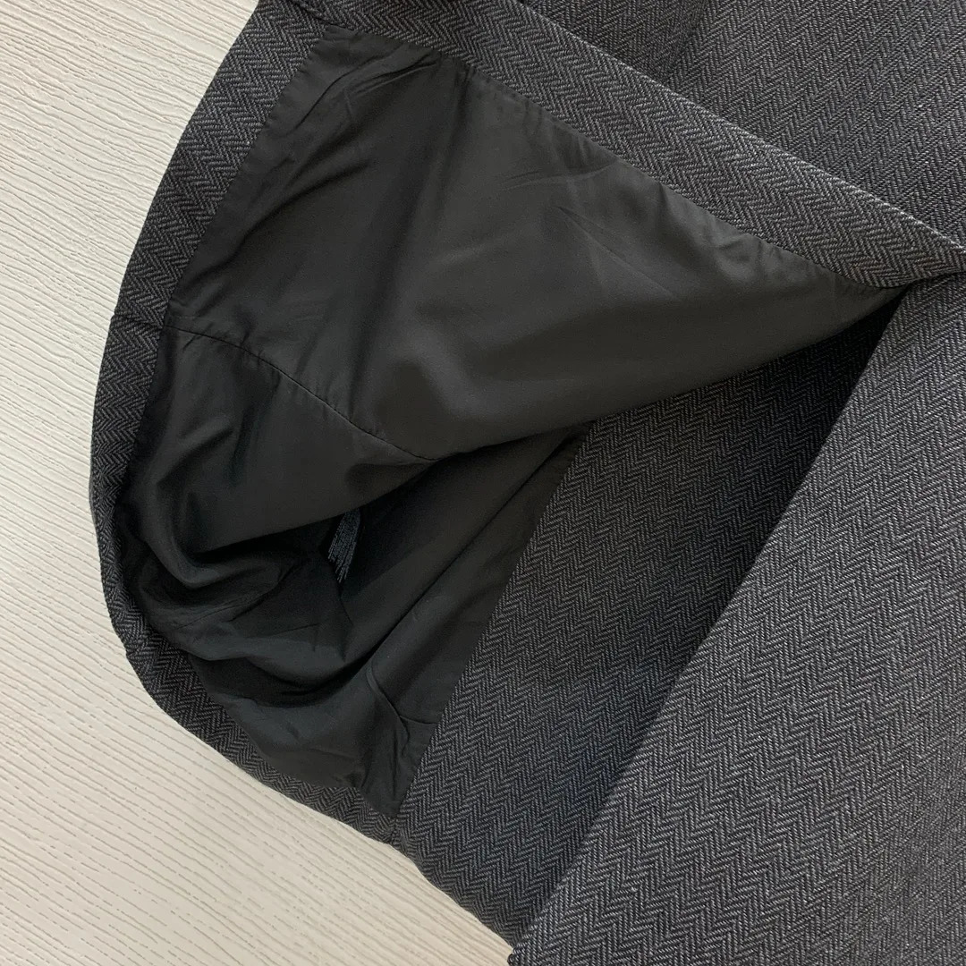 Autumn and winter womens color blocked patchwork lapel double breasted mid length coat jacket 241129