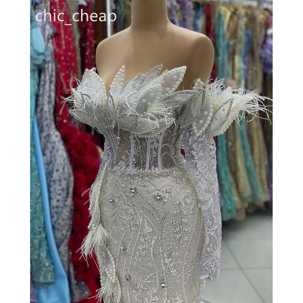 Aso Mermaid Sier Ebi Prom Dress Sequined Lace Pearls Evening Formal Party Second Reception Birthday Engagement Gowns Dresses Robe De Soiree Zj Es