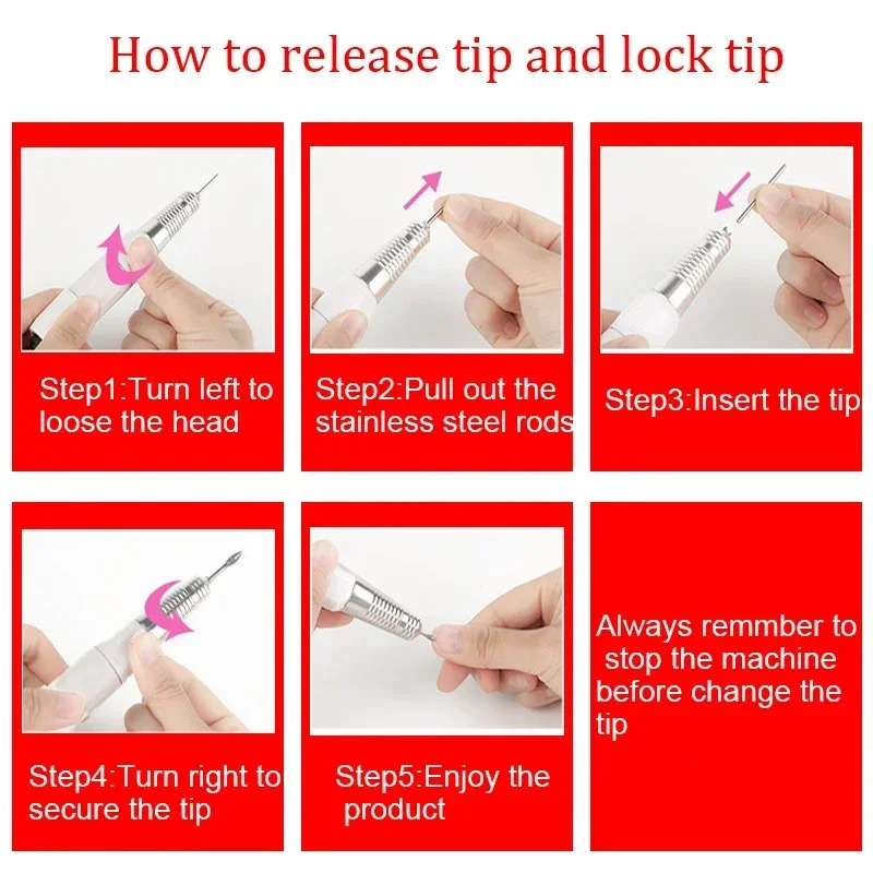 Professional electric nail drill handle 35000RPM nail art drill handle archive polishing grinder manual drill accessories 241128