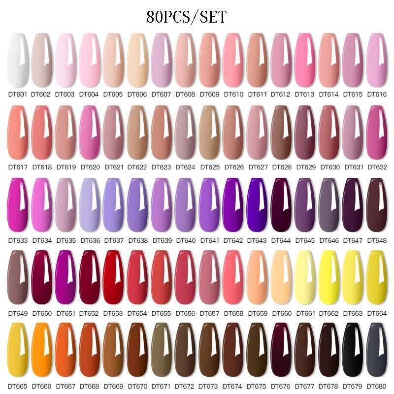 MEET ACROSS 80/20Pcs Flash Color gel nail polish Set Flash Semi Permanent Mixed Nail Art Clearcoat Nail Treatment Kit W241128