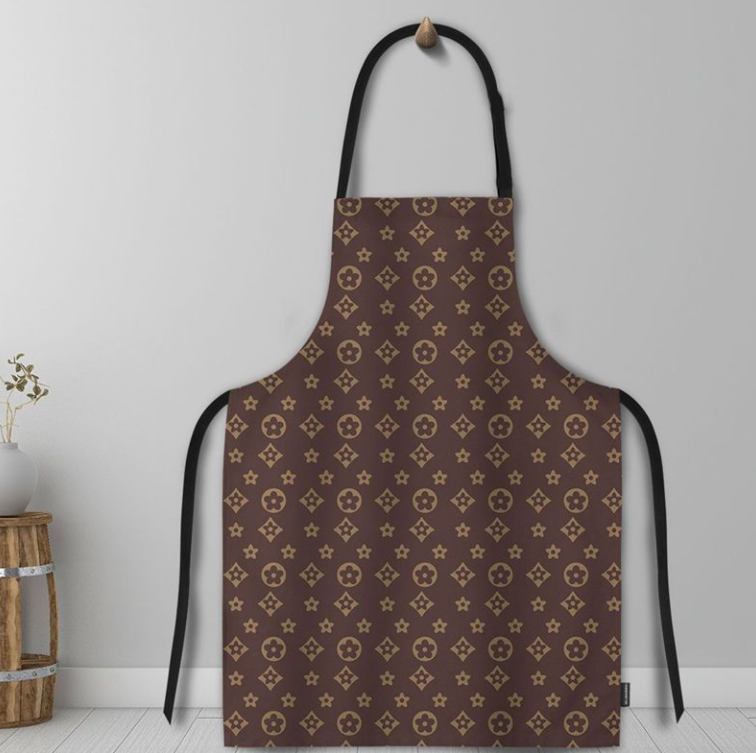 stampup fashion Designer Home kitchen cooking brown Old Flower Apron chef's work clothes barber shop household cleaning letter printing apron sta