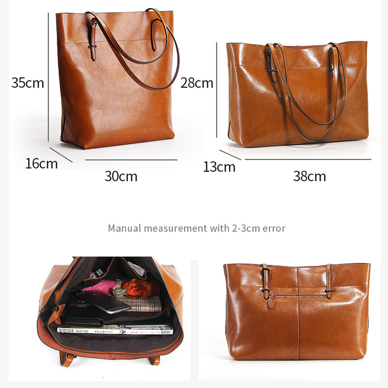 New leather fashion wax cowhide big bag crossbody bags for women handbag
