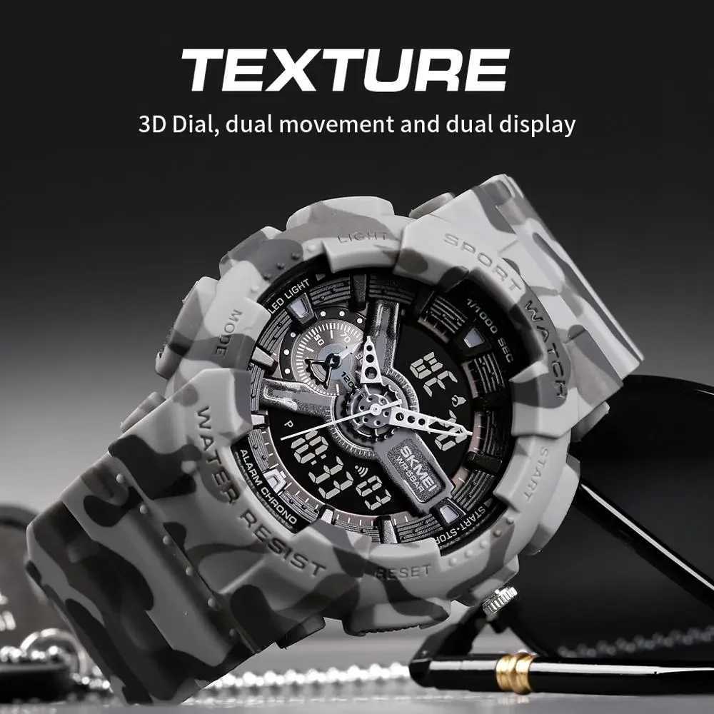 SKMEI Youth Sport Digital Mens Shockproof Waterproof Two Hand Wrist D Timing Alarm Clock Mens Cool Hour M241128
