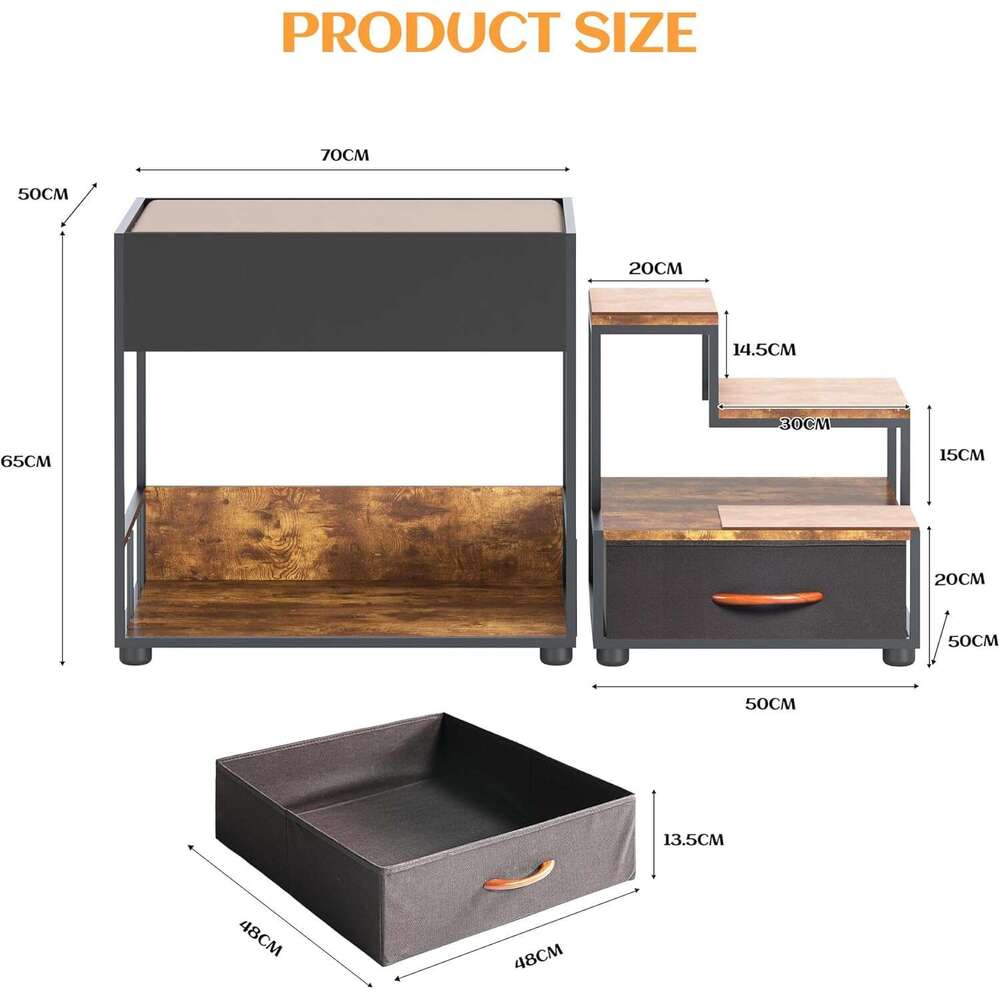 Pet Step Perch,Bunk Bed Window Perch For Dog Bedide Lounge Elevated Dog Bed Multi-Level Platform With Sponge, Non-Slip Pad And Storage,Vintage