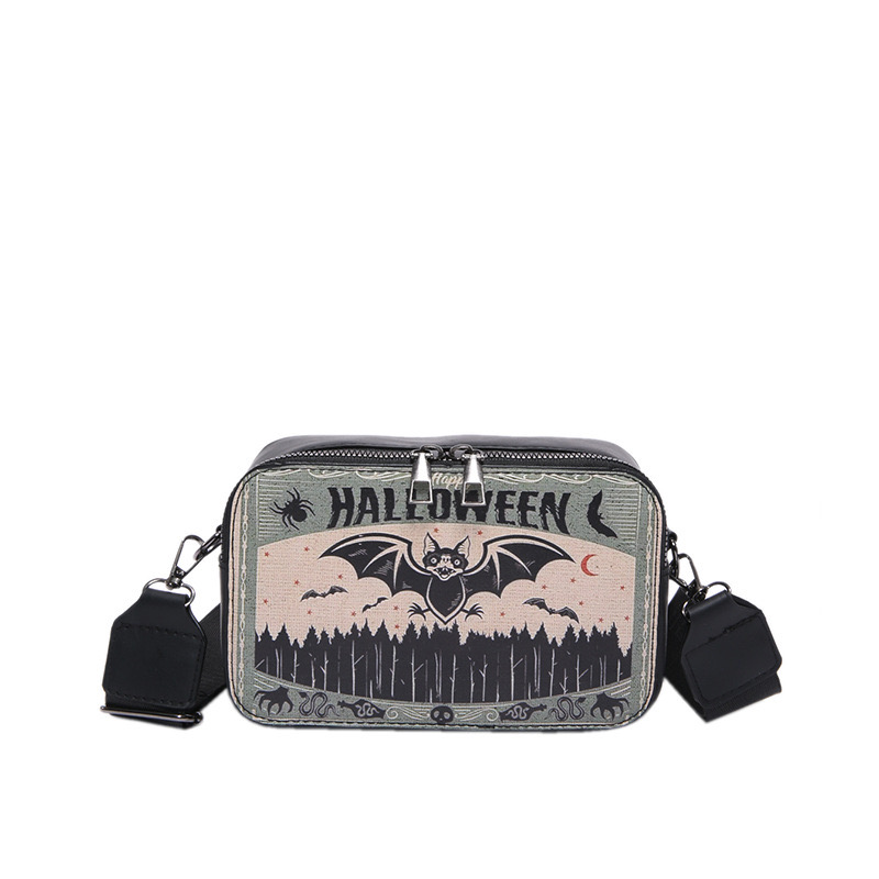 Trendy and fashionable Halloween women's 2024 new high-end wide shoulder strap New small square versatile crossbody bag