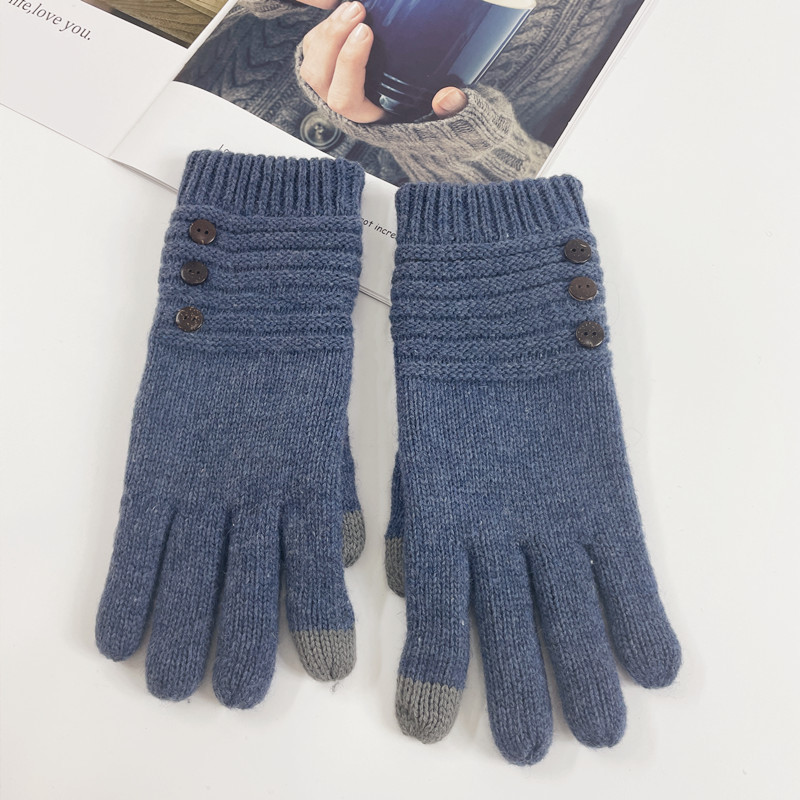 Warm gloves for autumn and winter knitted with plush and thickened touch screen wool gloves for cycling cold proof and anti slip cross-border Amazon