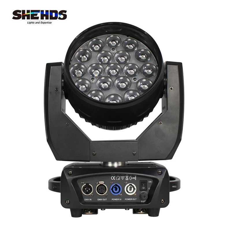 New LED 19x15W RGBW Beam+Wash Zoom Moving Head Light DMX 16/24 CH DJ Disco Part Church TV Studio SHEHDS Stage Effect Equipment Z241129
