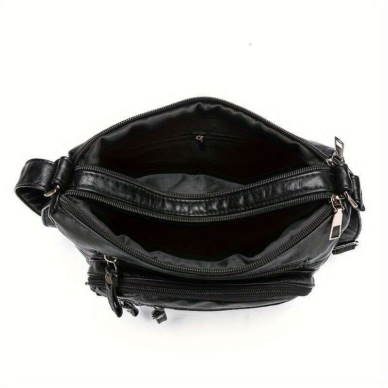 Multi-Pocket Soft Vegan Leather Crossbody Bag - Chic Zipper Accents, Spacious Shoulder Handbag for Everyday Elegance